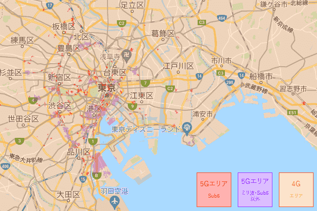 東京のWiMAX5G回線対応エリア